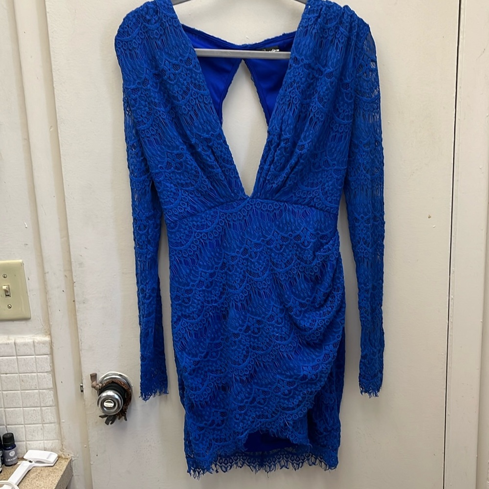 Royal blue lace ,sexy bodycon dress.